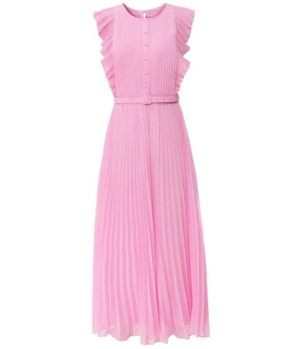 Self-Portrait Chiffon Sleeveless Tunic Ruffle Midi Dress