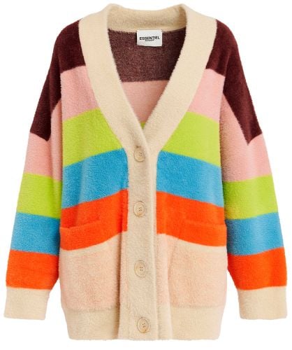 Essentiel Antwerp Multicolour Striped Fuzzy Knitted Cardigan