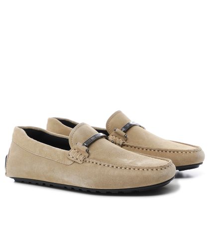 New in box BOSS leather suede moccasins BOSS - Suede moccasins with penny trim - Grey main image 3