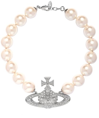 『Vivienne Westwood』ネックレス NEYSA NECKLACE 63010110 Neysa Necklace in PLATINUM-CREAMROSE-Pearl-CRYSTAL-Crystal