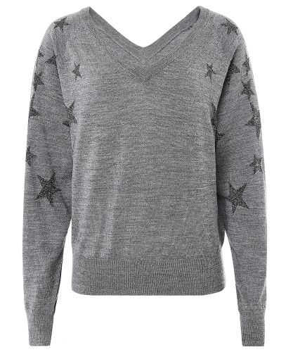 ZADIG & VOLTAIRE Vネックセーター XS Vivi Patch Cashmere Jumper sweater grey women | Zadig&Voltaire