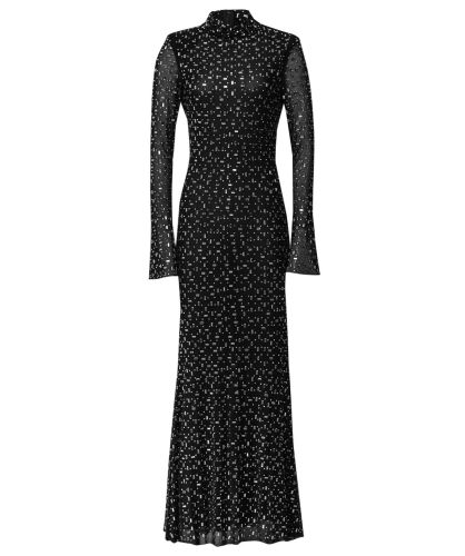 rhinestone mesh midi dress Square Rhinestone On Mesh Midi Dress