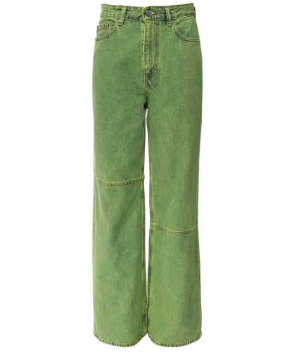 パンツ GANNI Overdyed Cutline Swigy PANTS GANNI Green Wide-Leg Overdyed Bleach Jeans | Jules B