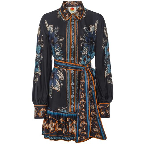 farm rio blossom tapestry black midi dress Black Blossom Tapestry Midi Wrap Dress FARM Rio