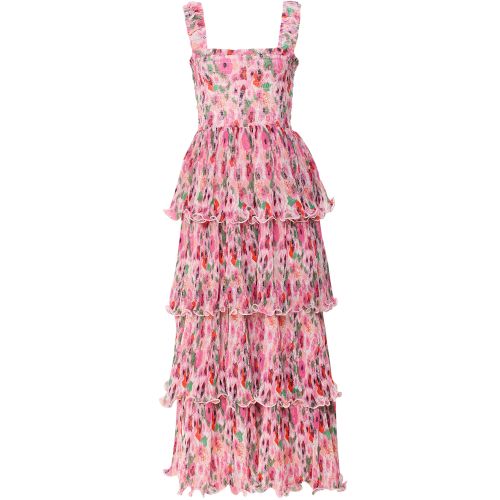 ganni pleated georgette maxi dress GANNI Pleated Georgette Smock Midi Dress