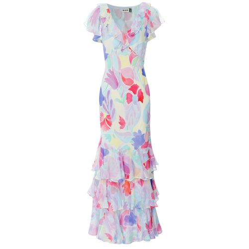 rixo amelle silk maxi dress Rixo Amelle Ruffle-Trim Silk Maxi Dress