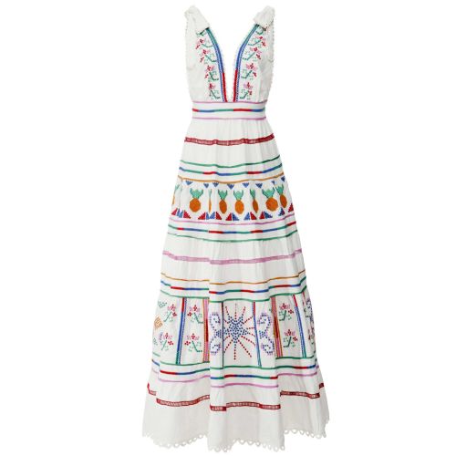 green emerald velvet dress Farm Rio Women's Richelieu Maxi Dress  Saint Bernard