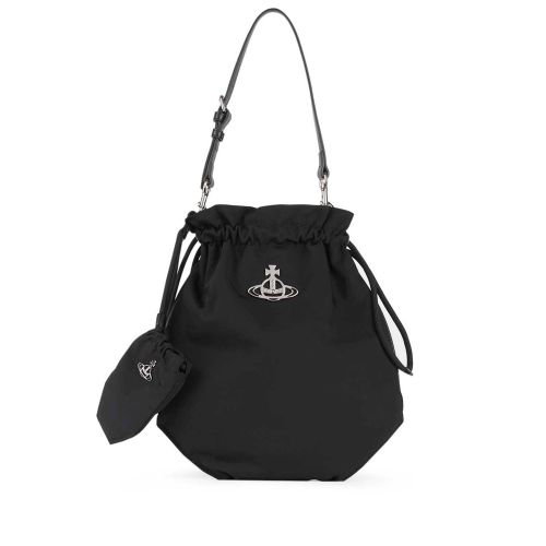 Vivienne Westwood Black Re Nylon Drawstring Pouch Bag | Jules B