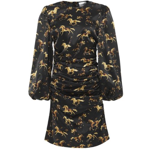 Ganni Black Silk Stretch Satin Mini Dress | Jules B