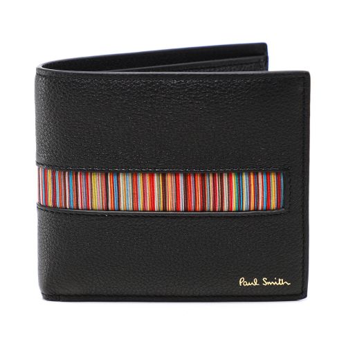 Paul Smith Black Leather Stripe Insert Billfold Wallet | Jules B