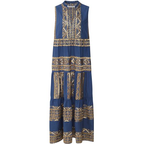 Greek Archaic Kori Linen Embroidered Midi Dress | Jules B