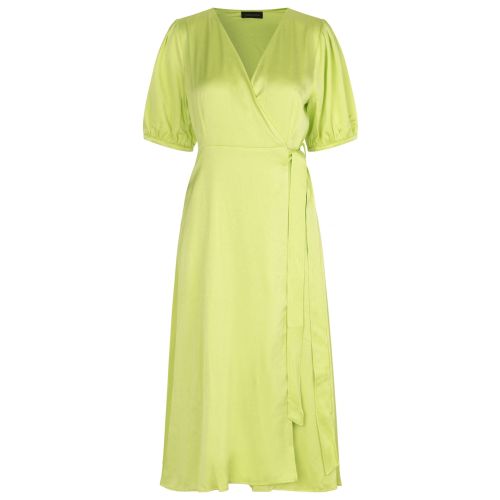 lime green wrap dress Lime Green Tropical Wrap Dress