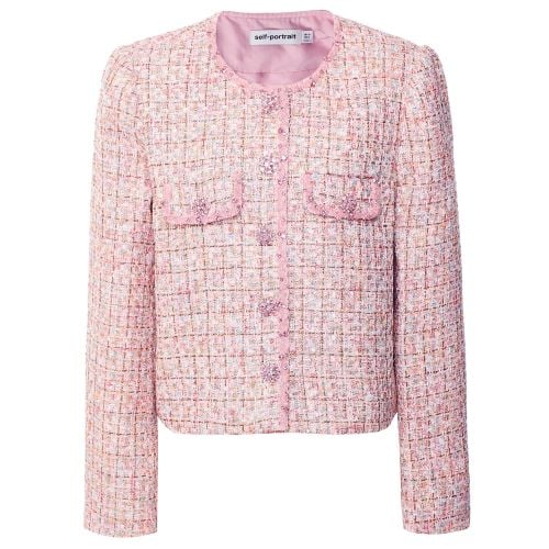 アウターその他 SELF PORTRAIT JACKET (RS25164JC) Blue Boucle Jacket – self-portrait-US