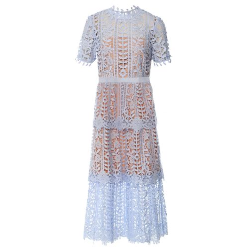 オールインワン・サロペット Self-Portrait Blue Lace Dress Blue Flower Lace Midi Dress – self-portrait-US