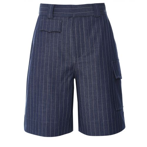【関税＆送料込み】Ganni Soft Chambray Striped Shorts Soft Chambray Striped Denim Shorts | GANNI US