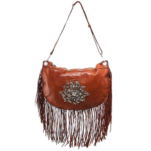 Campomaggi ブラウンレザーバッグ Campomaggi Brown Leather Fringe Studded Bag | Jules B