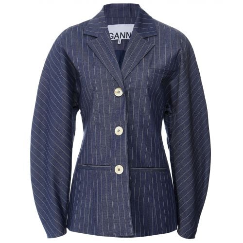 GANNI ベージュ レザーシャツジャケット Ganni Check Boxy Blazer | Liberty