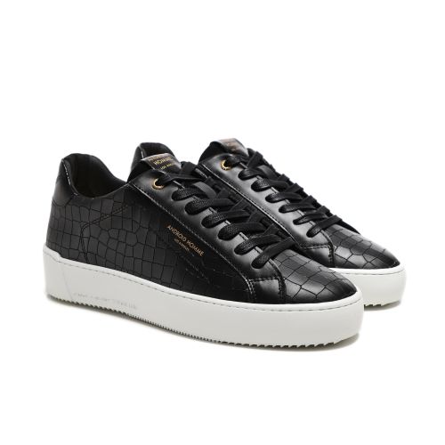 Android Homme Black Leather Mock Croc Zuma Sneakers | Jules B