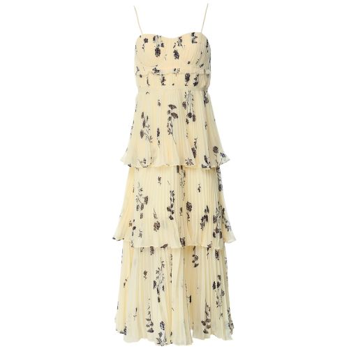 Self-Portrait Yellow Strap Floral Chiffon Midi Dress | Jules B