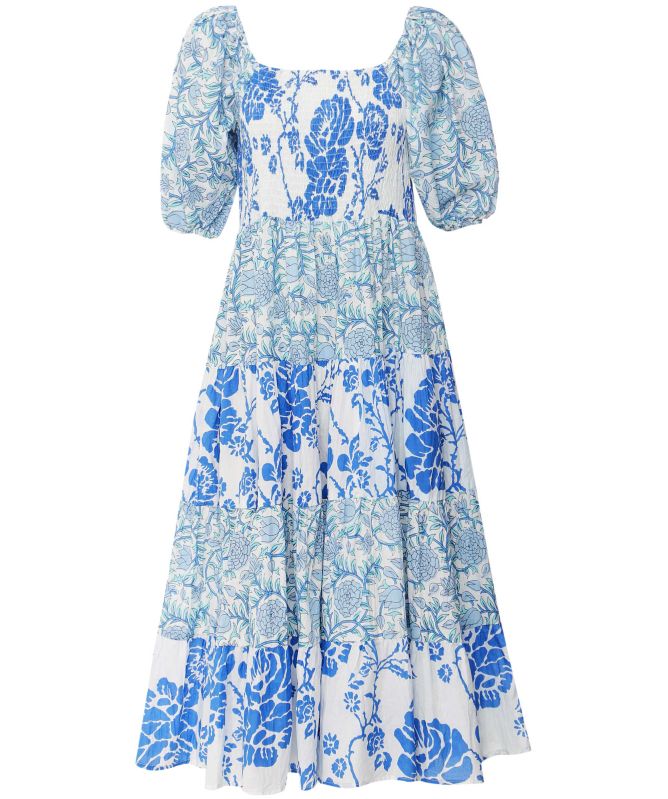 Handprint Dream Apparel Waterfront Cotton Floral Midi Dress