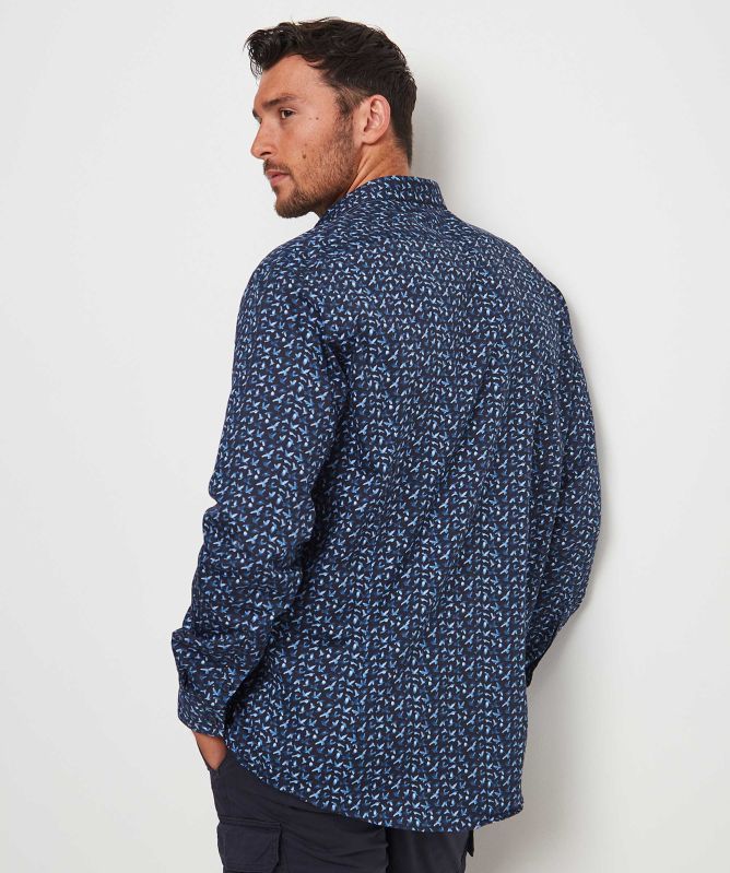 Guide London Slim Fit Sateen Bird Shirt