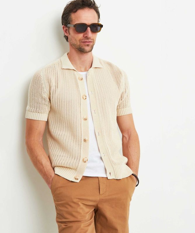 Seinse Knitted Button-Through Polo Shirt