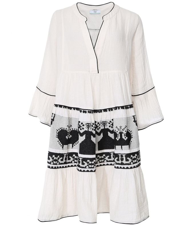 Devotion Twins Embroidered Bell Sleeve Mini Dress