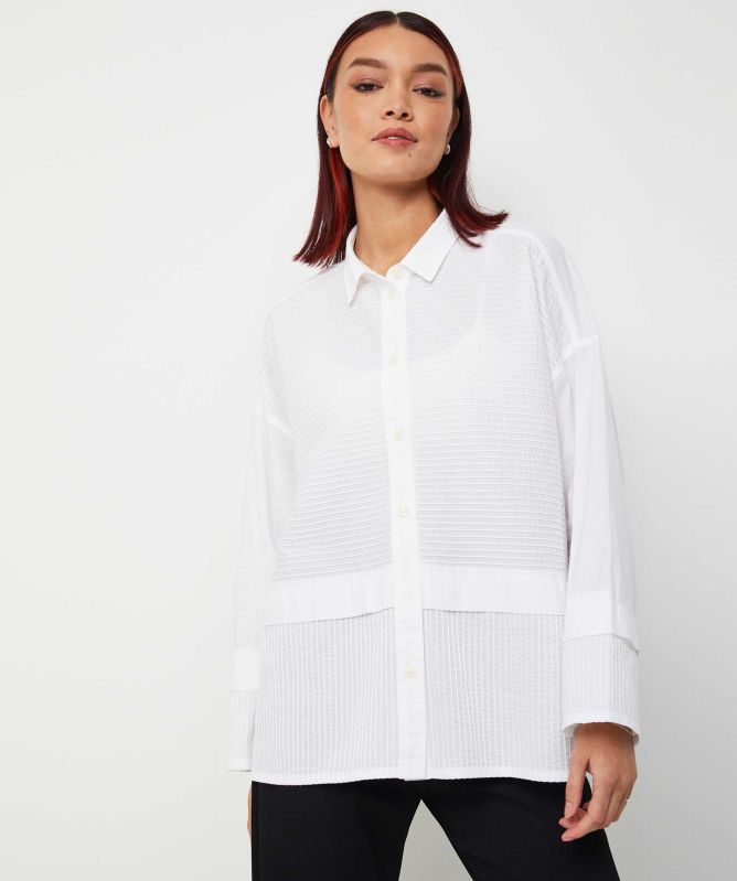 Yaccomaricard Cotton Lawn Pintuck Detail Shirt