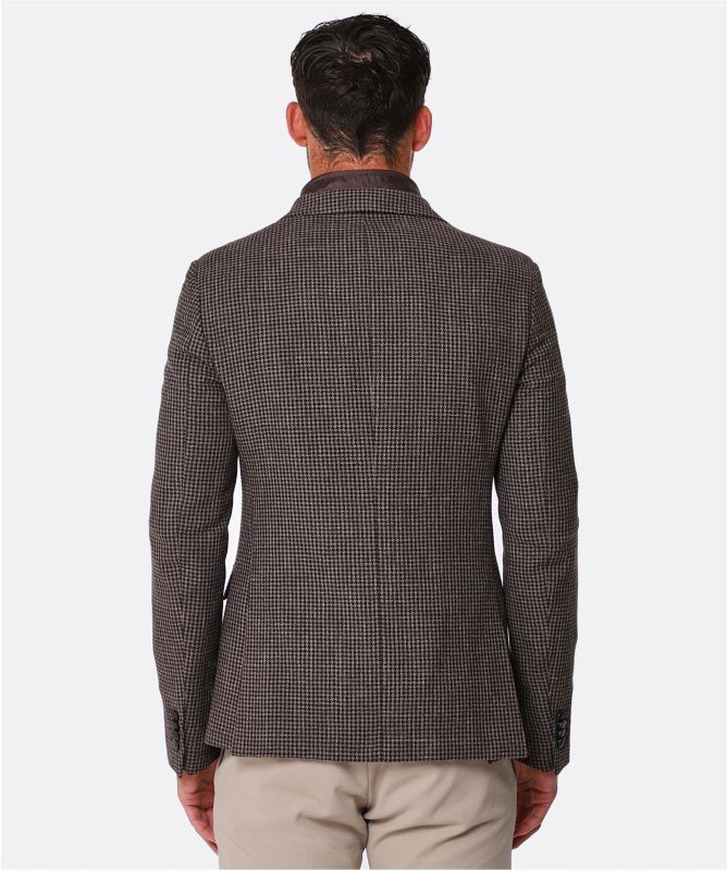 Pal Zileri Wool Linen Houndstooth Bib Jacket