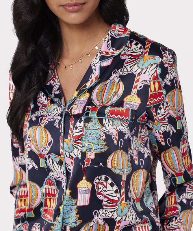 Chelsea Peers Satin Christmas Carnival Long Pajamas
