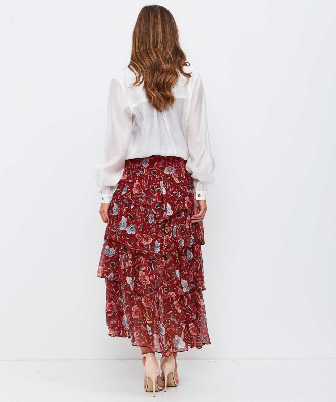 RIXO Taryn Tiered Midi Skirt