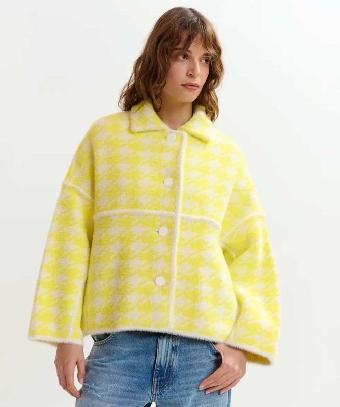 Essentiel Antwerp Joking Houndstooth Knit Cardigan