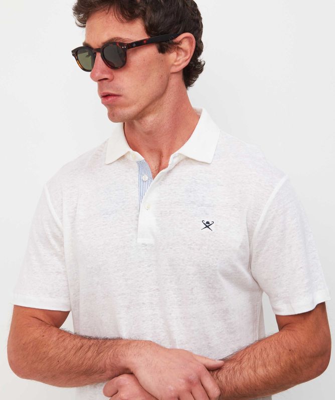 Hackett Linen Seersucker Polo Shirt