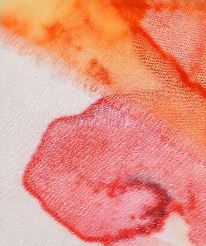 Ahujasons Poppy Print Linen Blend Scarf
