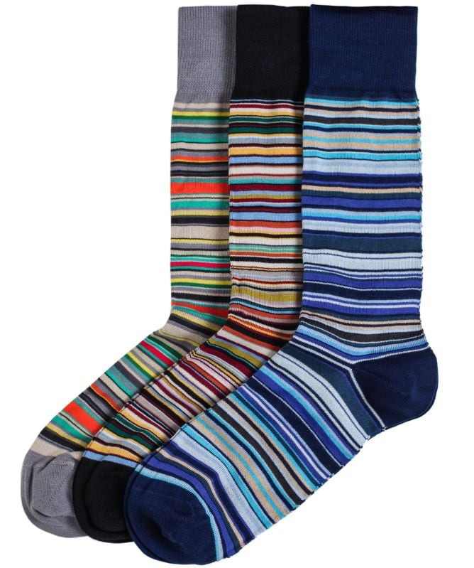 【関税&送料込】Paul Smith Signature Stripe Socks Set Of 3 P Paul Smith Signature Stripe Socks 3 Pack | Jules B