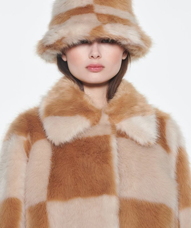 Stand Studio Faux Fur Check Nani Jacket