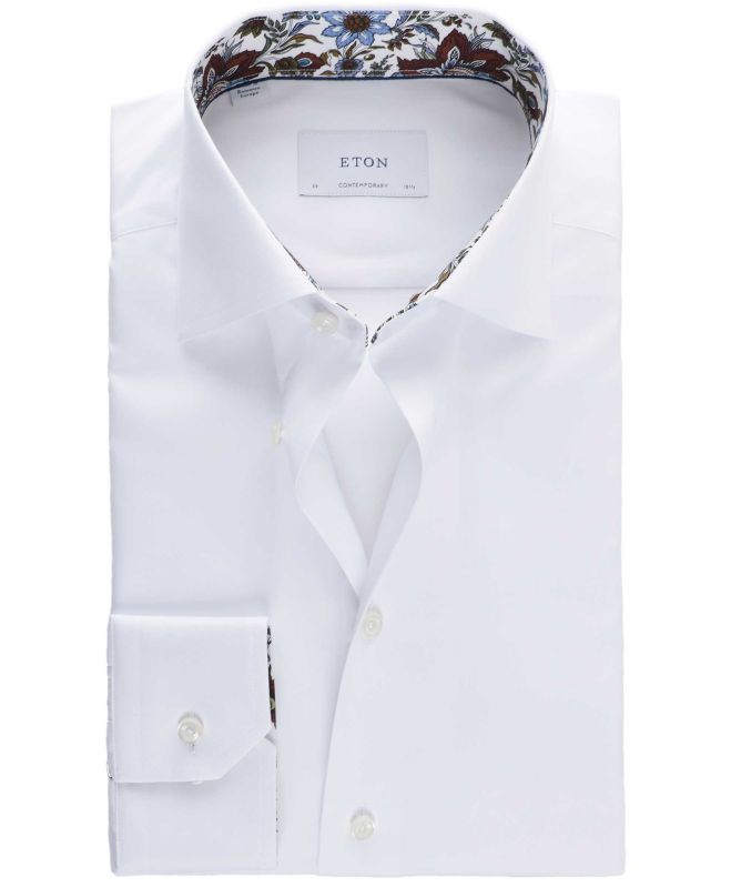 Eton Contemporary Fit Floral Trim Shirt