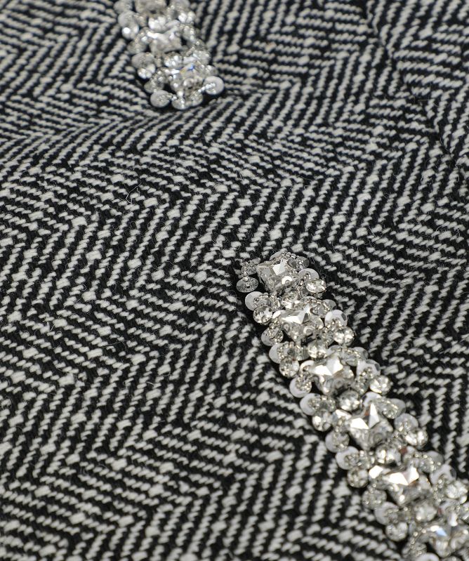 Self-Portrait Herringbone Mini Skirt