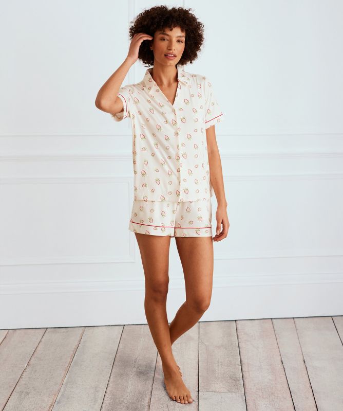 Chelsea Peers Strawberry Print Short Pyjama Set