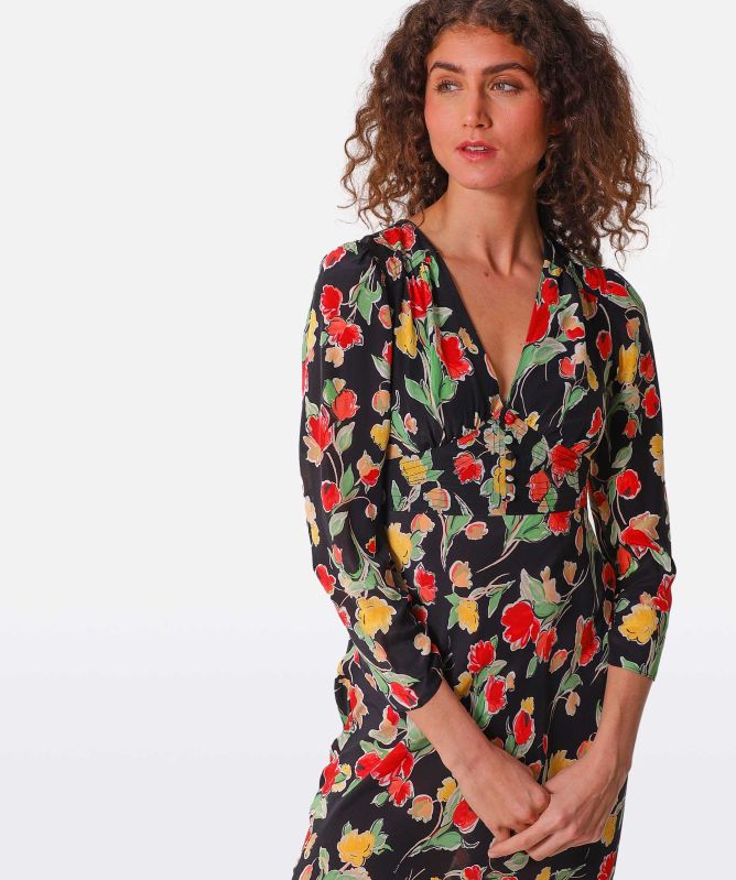 RIXO Selma Silk Midi Dress