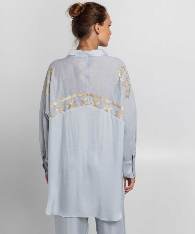 Greek Archaic Kori Embroidered Lefkada Shirt