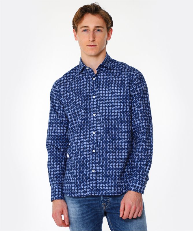 Hartford Regular Fit Geo Print Paul Shirt