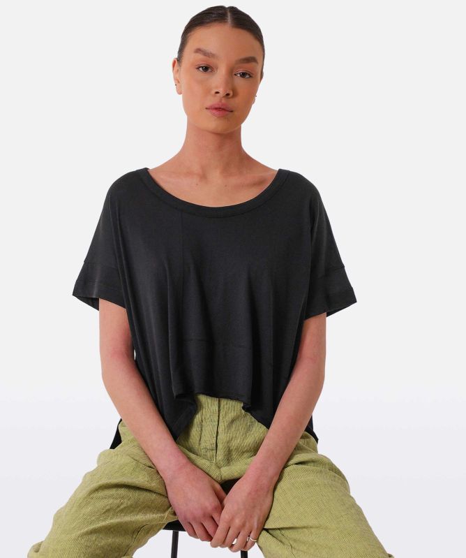 Lurdes Bergada Cotton Blend Asymmetric Cropped T-Shirt