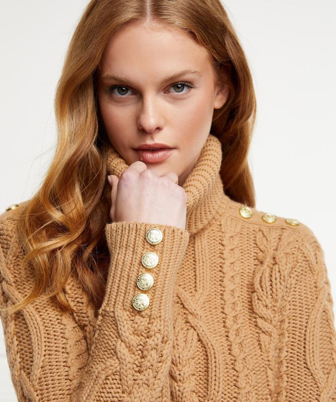 Holland Cooper Belgravia Cable Knit Roll Neck Jumper