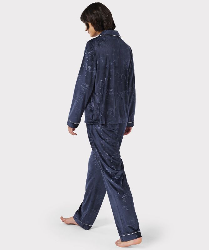 Chelsea Peers Velour Zebra Print Long Pajamas