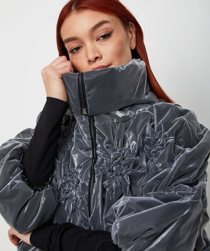 Bize Ruched Collar Zip Jacket