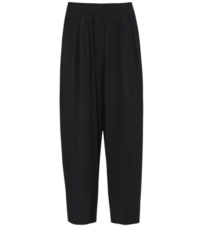 MEIMEIJ Black Draped Silk Trousers
