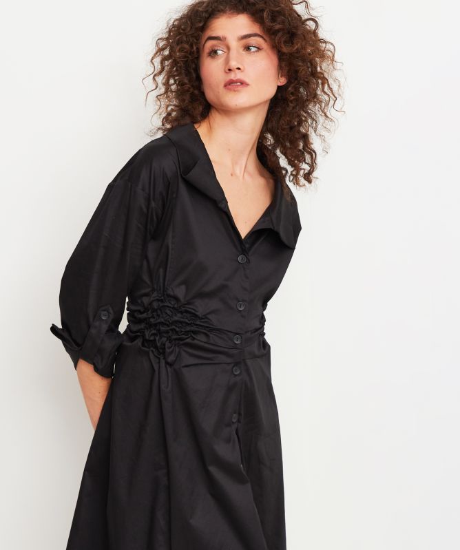 Bize Ruched Waist Shirt Dress