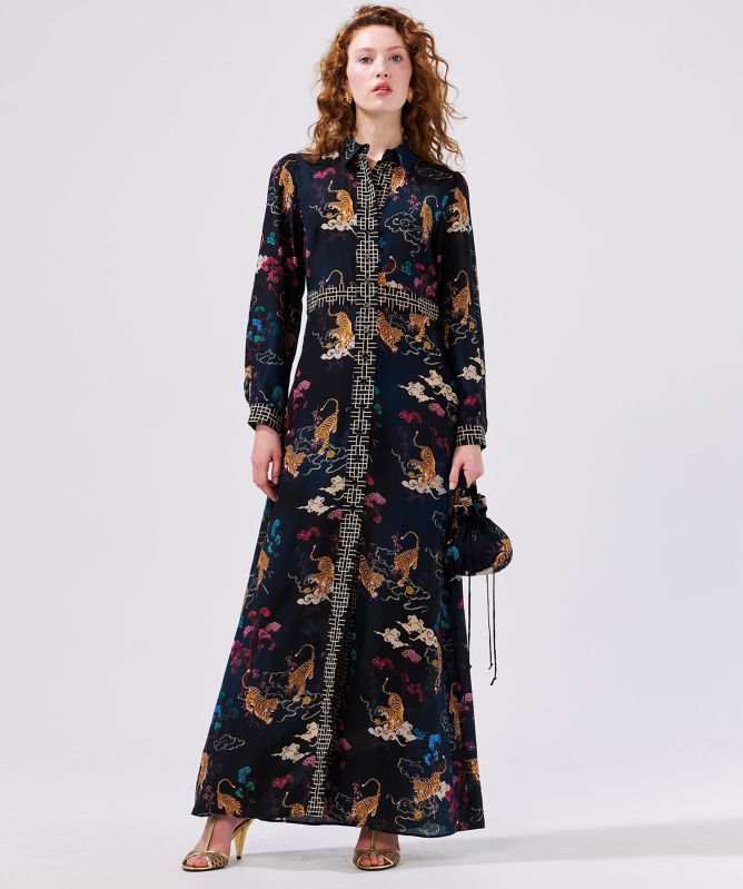 Hayley Menzies Silk Courageous Tiger Shirt Dress
