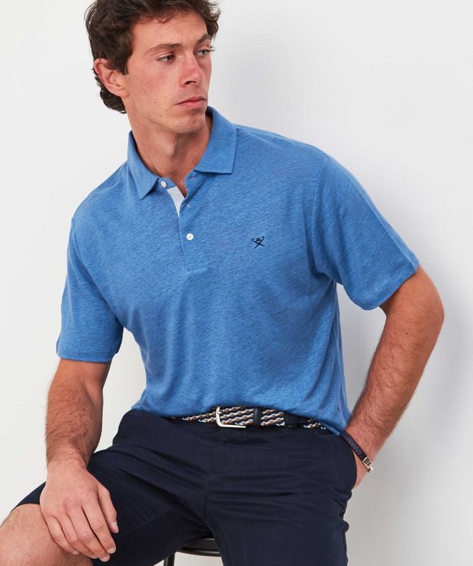 Hackett Linen Seersucker Polo Shirt